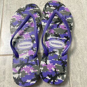 Havaianas Purple Camo Flip Flops Sandals Size 9/10W
